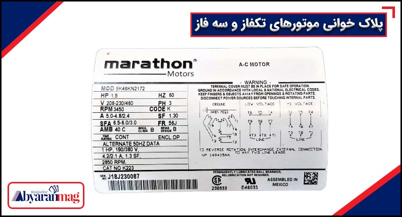 پلاک‌ خوانی موتورهای تکفاز و سه فاز