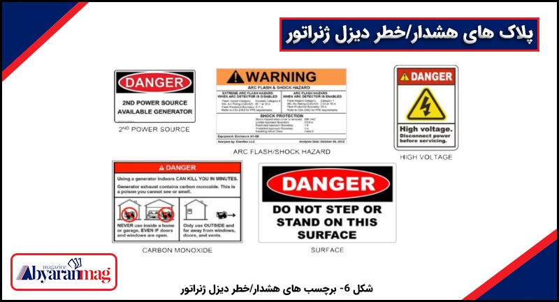 مفهوم نوشته ها و لیبل های روی دیزل ژنراتور